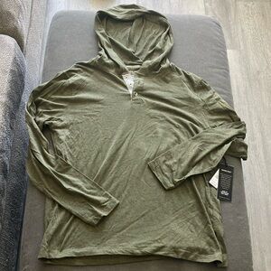 Kenneth Cole Olive Green Hooded Long Sleeve Shirt